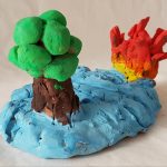 Clay-made tree with a fire