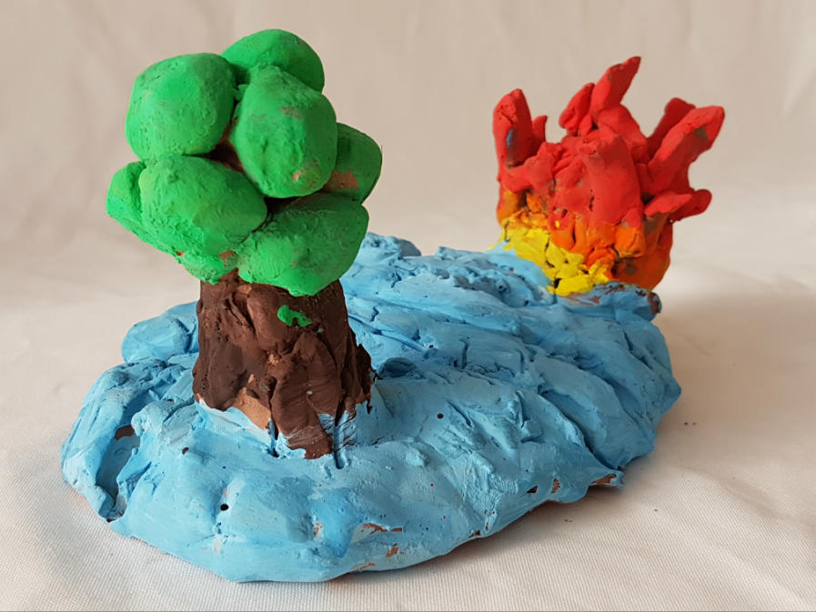 a clay sculpture created by children from a prep school in hampstead
