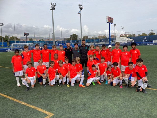 a group of students on the Barcelona football tour